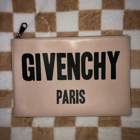Givenchy Calfskin Logo Zip Pouch Pink - Picture 1 of 8